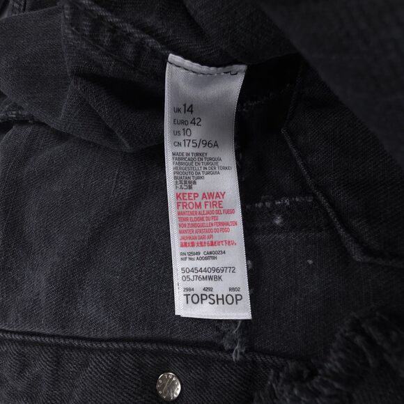 TOPSHOP Star Stud Denim Borg Jacket Fur Collar 90s Y2k Grunge Streetwear Indie - Picture 7 of 7